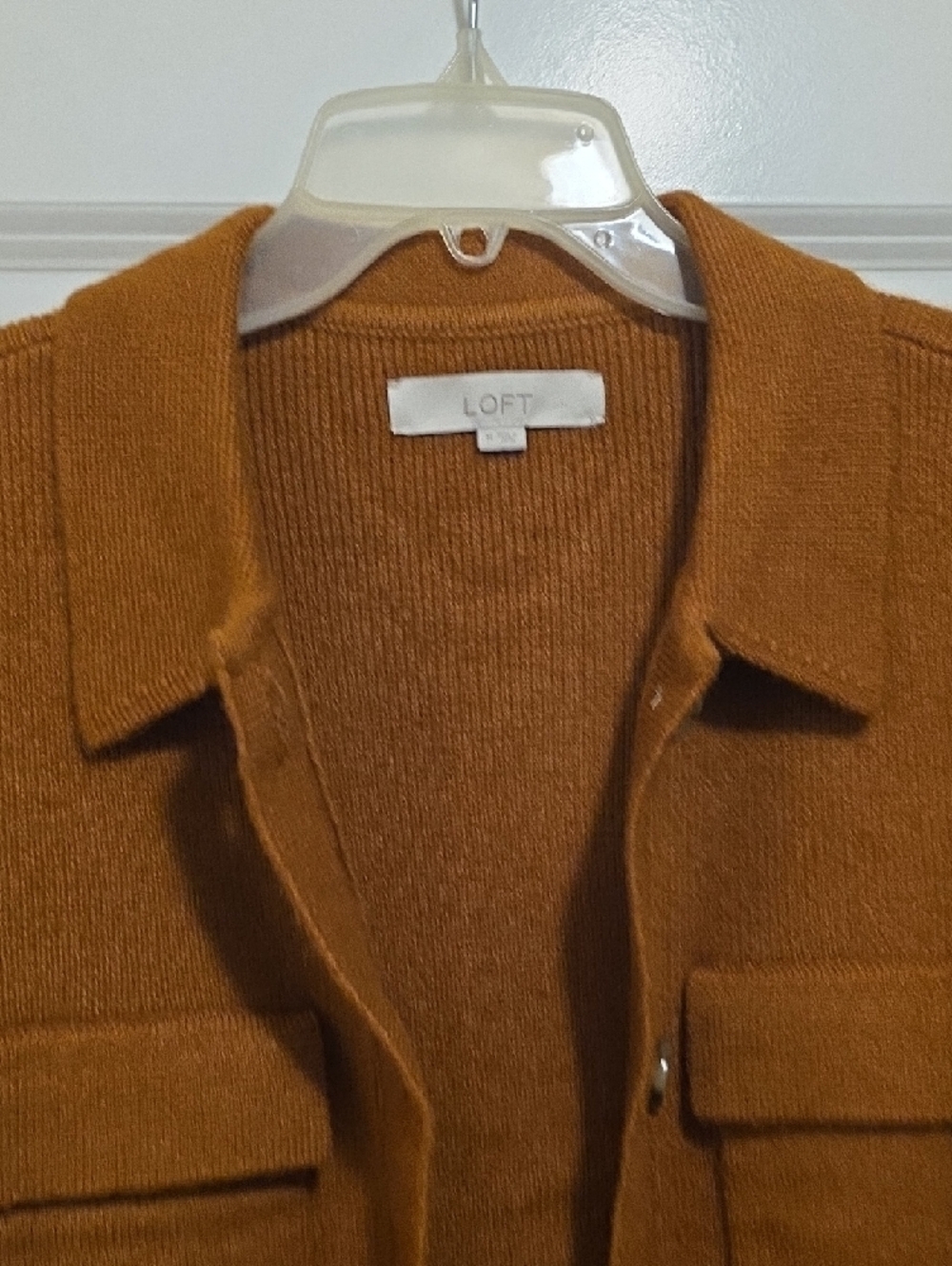 LOFT Caramel Brown Button-Front Knit Jacket - Picture 4 of 6